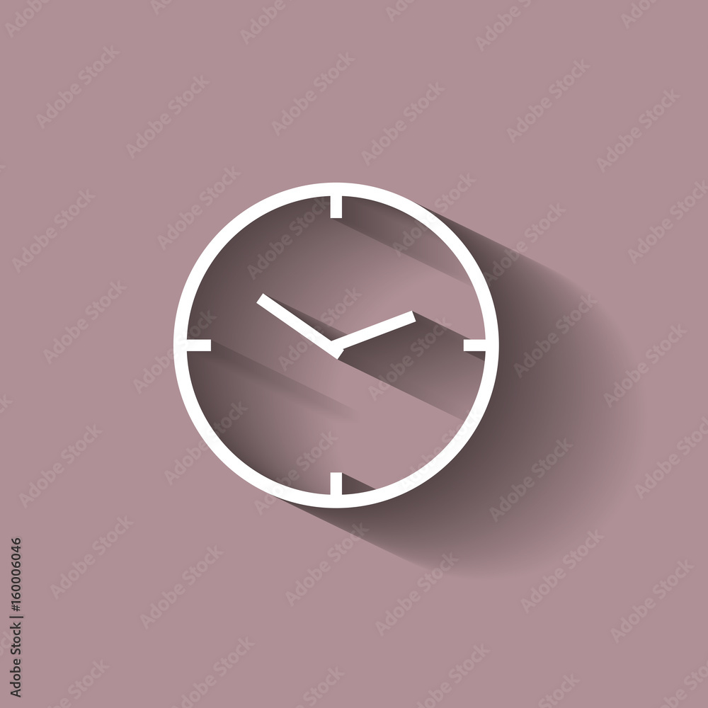 Poster vector icon of clock face with shadow