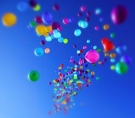 Colorful Balloons flying in the sky party