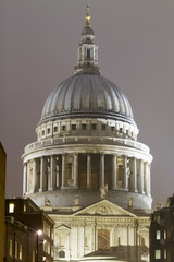St Paul’s Cathedral, the City in London, England at Night