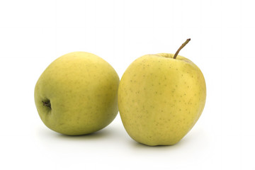 Green apples on a white background