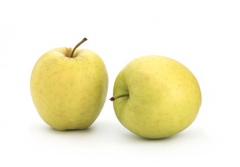 Green apple golden on white background