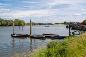 Fototapeta na wymiar Panorama of river Afgedamde Maas near Woudrichem, Netherlands