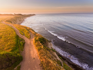 Ellwood Mesa Coastal Trail runs along the ocean bluffs, Ellwood Mesa, Goleta, California