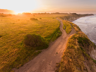 Ellwood Mesa Coastal Trail runs along the ocean bluffs, Ellwood Mesa, Goleta, California