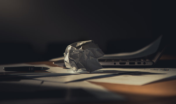 The paper was crumpled on the desk, it does not work out, a lot of stress and anxiety