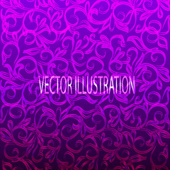 Violet background with light violet floral ornament. Vector illustration.