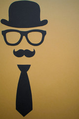 Father's Day Card - Man face cut out, black and gold