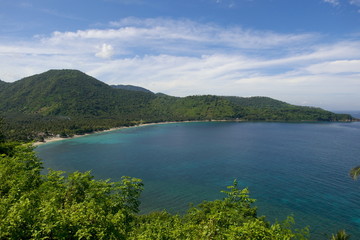 Sea view of lombok indonesia with copy space. 