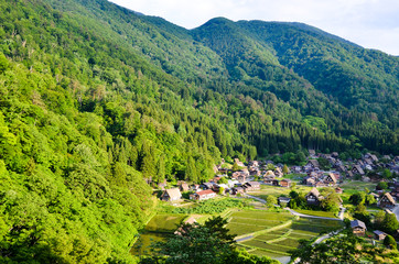 世界遺産・白川郷　春の夕方（岐阜県）