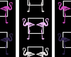 Cute seamless pattern with flamingos and palm. Vector background with birds. cute flamingo. flamingo pattern. flamingo background. pink flamingo. flamingo and palms. flamingo and stripes.