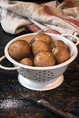 Portobello Mushrooms in a Colander
