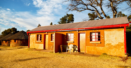  in lesotho  street village near   mountain