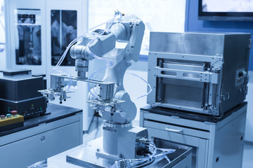 robotic hand machine tool at industrial manufacture factory
