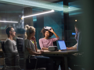 Fototapeta na wymiar Multiethnic Business team using virtual reality headset