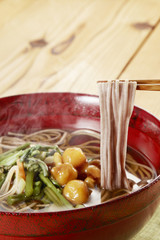 山菜そば (温かい)