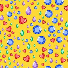 Traditional golden jewellery seamless pattern diamond luxury fine minute precious gold jewelery vector illustration