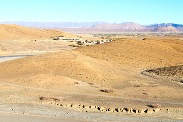 brown construction   in    valley  morocco         africa the atlas dry mountain