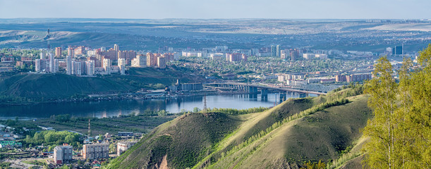 View of the Krasnoyarsk city from the mountain