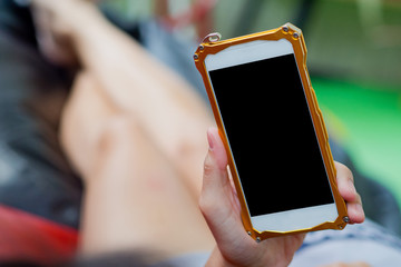 women typing smartphone close  up