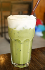 Iced green tea glass