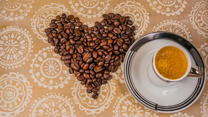 Coffee Beans on Wooden Table 