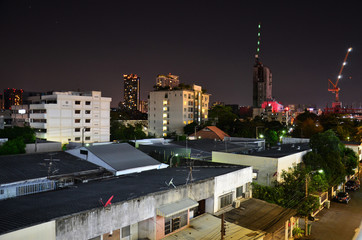 Aerial view of Landscape and cityscape of Nonthaburi city in night time