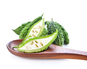 Bitter melon ion white background