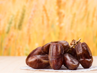 close up shot on dates, sweet dried fruit