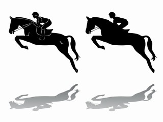 silhouette of rider on horseback, vector draw