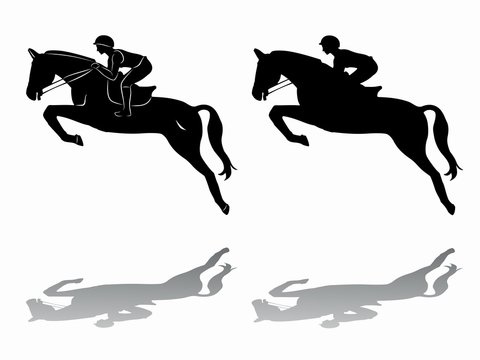 silhouette of rider on horseback, vector draw