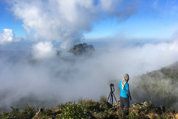 Obraz premium Photographer is watching view beautiful at Doi Luang Chiangdao in Chiangmai, Thailand.