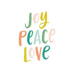 Vector Brush Lettering Joy Peace Love Greeting