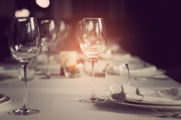 table wedding decoration with dish spoon and fork