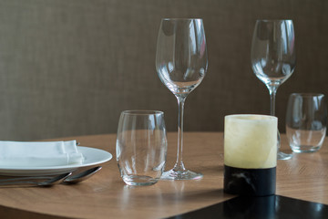 table wedding decoration with dish spoon and fork