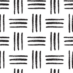 Vector Black and White Basketweave Seamless Pattern - obrazy, fototapety, plakaty