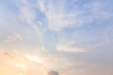 the blue sky with light from the sun in evening