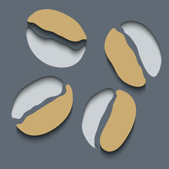Abstract coffee bean be hollow and high relief with shadow.