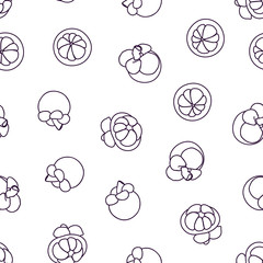 Mangosteen doodle hand drawn seamless background.