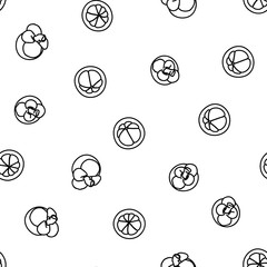 Mangosteen doodle hand drawn seamless background.