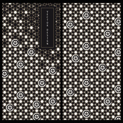 seamless vector japanese black and white package card template with traditional japanese patterns with place for text
