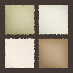 Obraz premium Morceaux de papier déchiré - forme de carrés - quatre textures