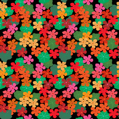 Abstract floral seamless background with nasturtium and leaves