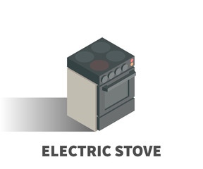 Electric stove icon, vector symbol in isometric 3D style isolated on white background.