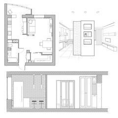 Digital illustration. Floor plan studio apartment. 