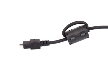 black mini USB-cable. Isolated on white background