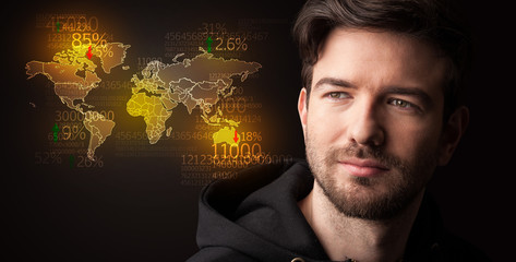 Portrait of a young businessman on dark background