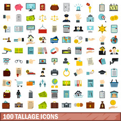 Fototapeta premium 100 tallage icons set, flat style