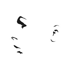 Face side view. Elegant silhouette of a female head. Vector Illustration. Monochrome gamma.