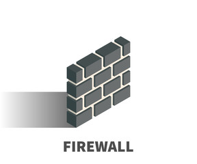 Firewall icon, vector symbol in isometric 3D style isolated on white background.