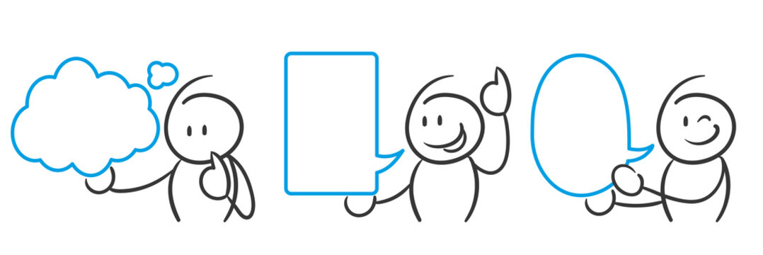 Stick Figure Series Blue / Gedankenblase, Sprechblasen Business